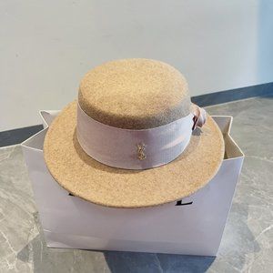 Yves Saint Laurent woolen top hat Wool flat top hat